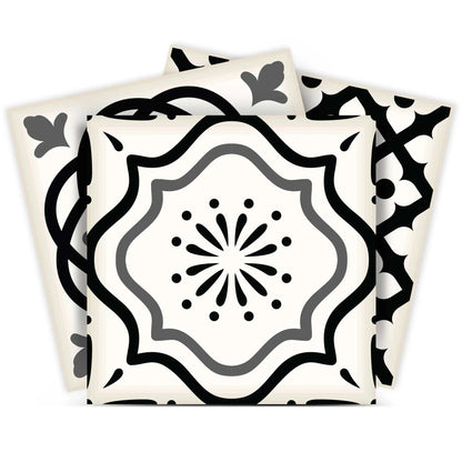 4" X 4" Black and White Multi Peel and Stick Removable Tiles HomeRoots