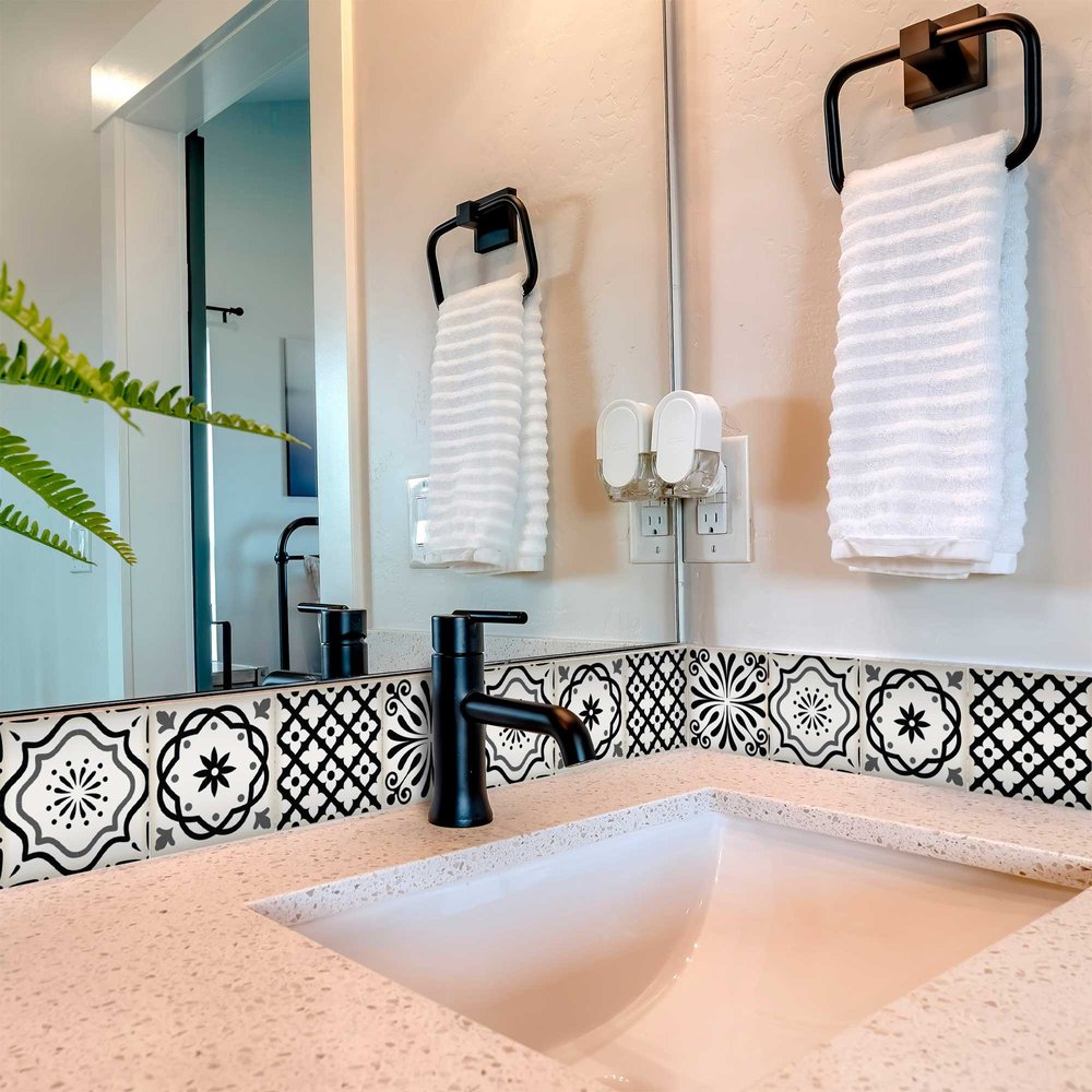 4" X 4" Black and White Multi Peel and Stick Removable Tiles HomeRoots