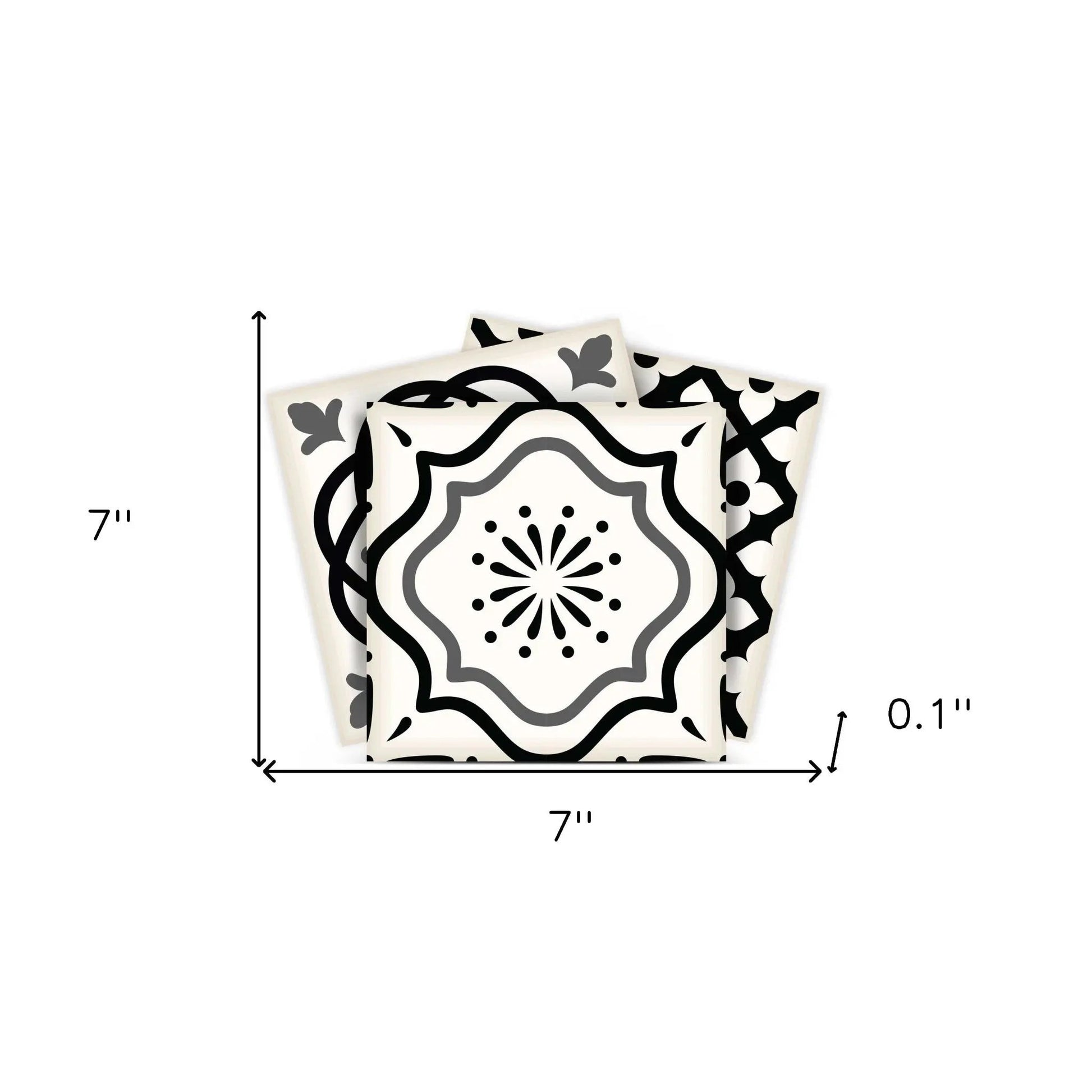 4" X 4" Black and White Multi Peel and Stick Removable Tiles HomeRoots