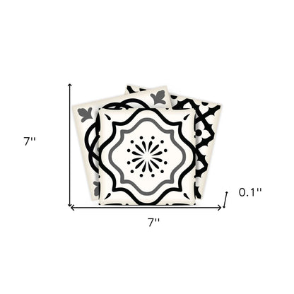 4" X 4" Black and White Multi Peel and Stick Removable Tiles HomeRoots