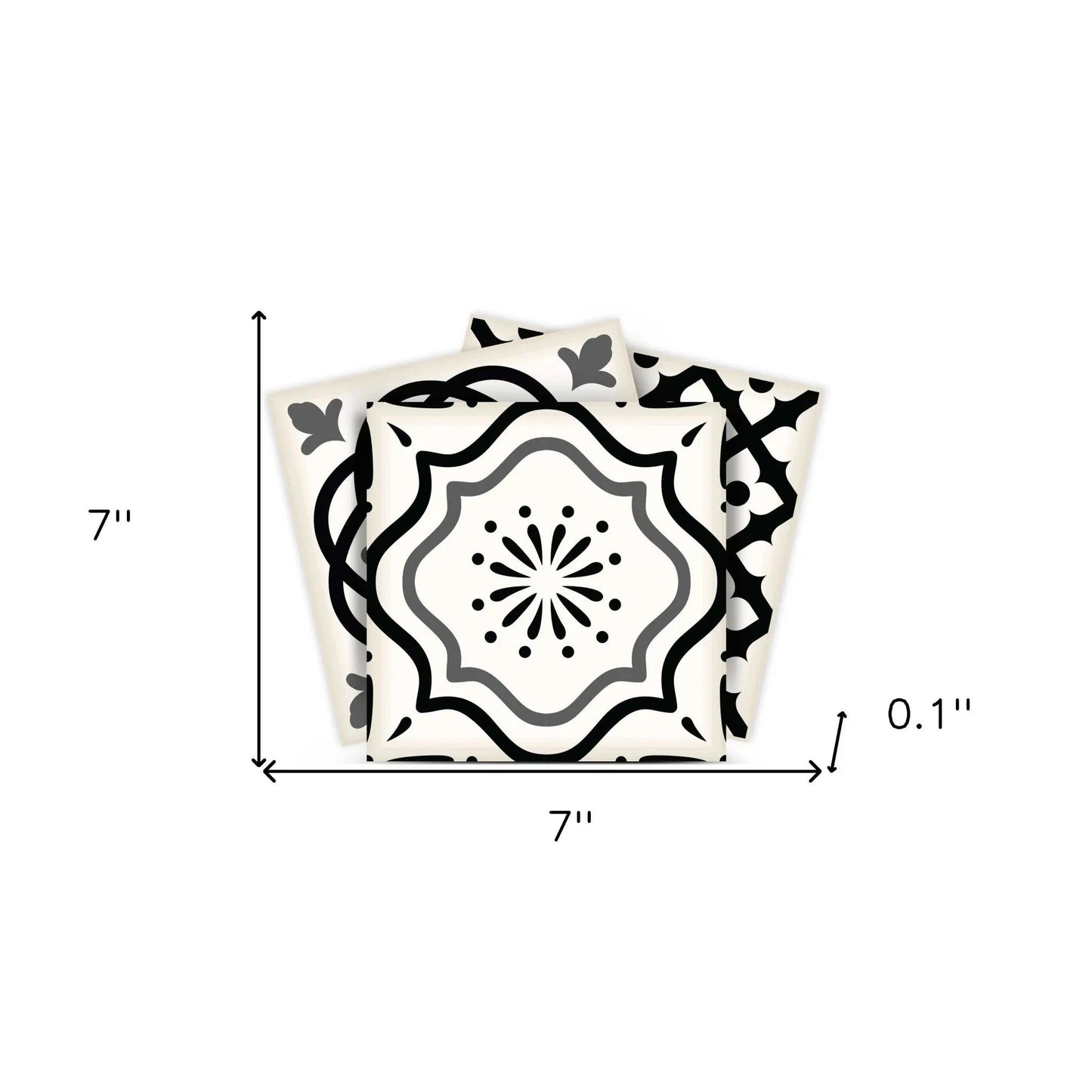 4" X 4" Black and White Multi Peel and Stick Removable Tiles HomeRoots