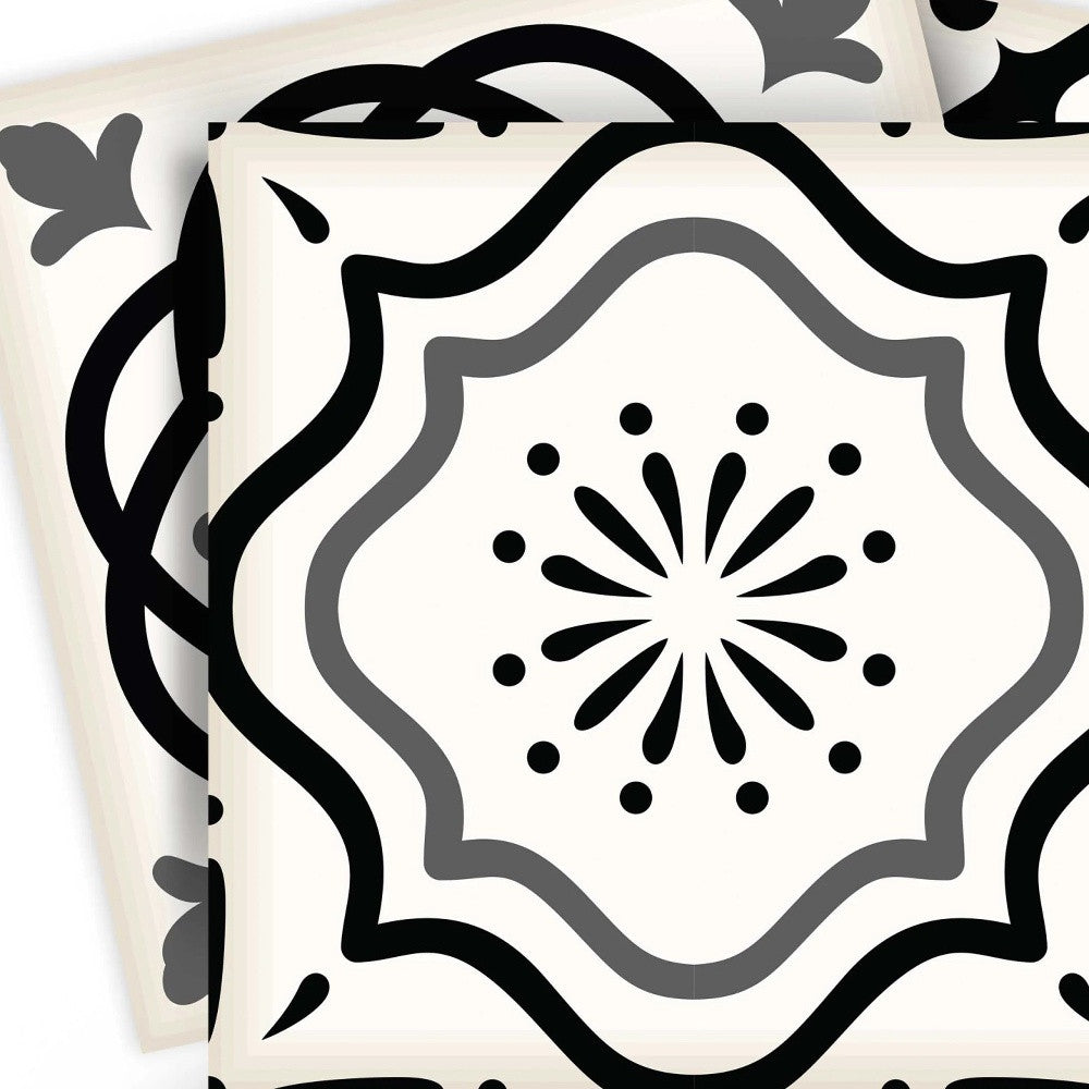 4" X 4" Black and White Multi Peel and Stick Removable Tiles HomeRoots