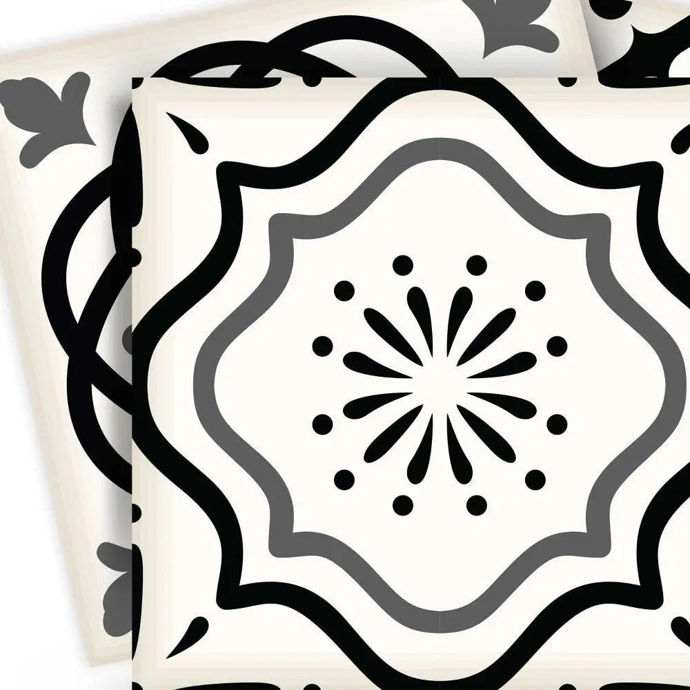 4" X 4" Black and White Multi Peel and Stick Removable Tiles HomeRoots