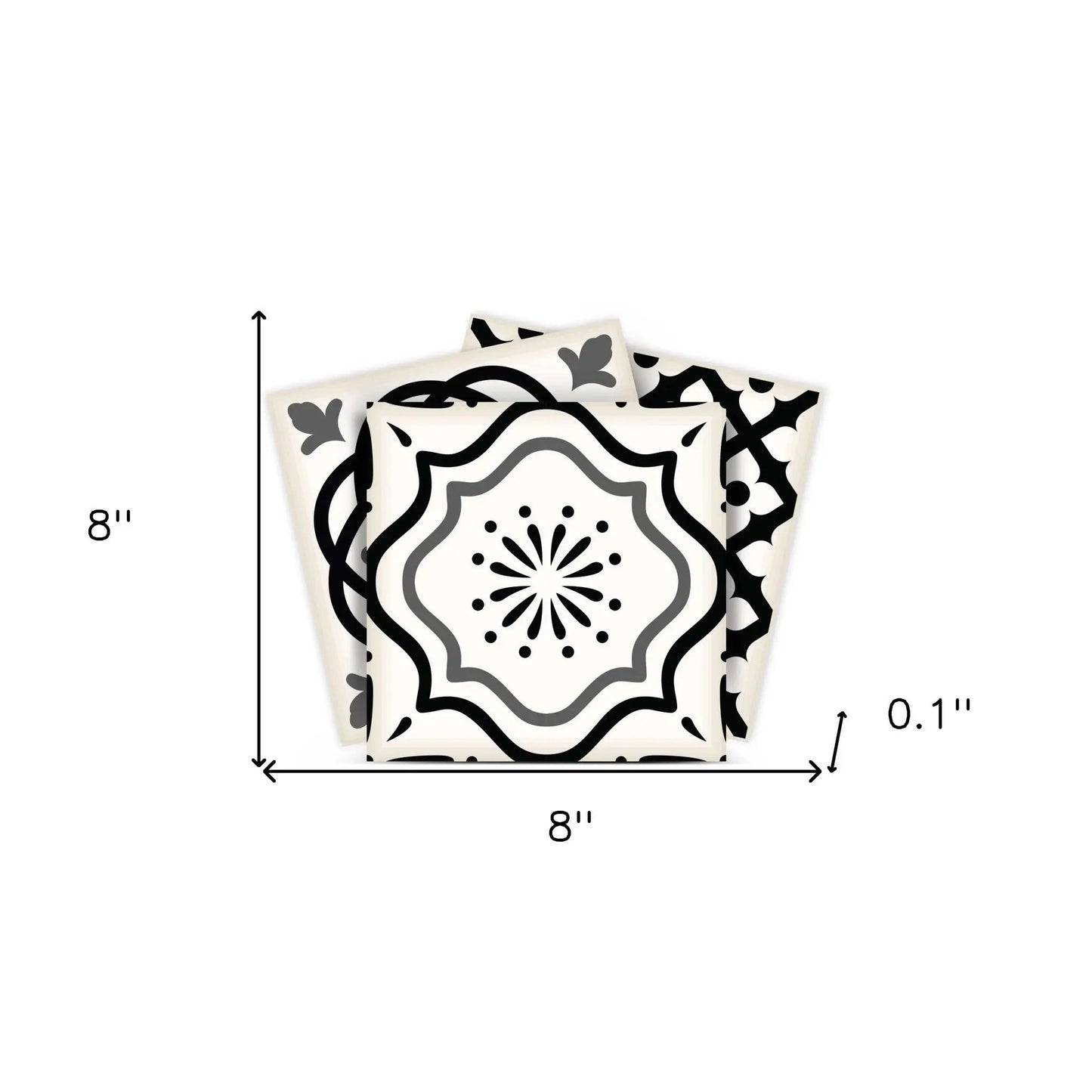 4" X 4" Black and White Multi Peel and Stick Removable Tiles HomeRoots