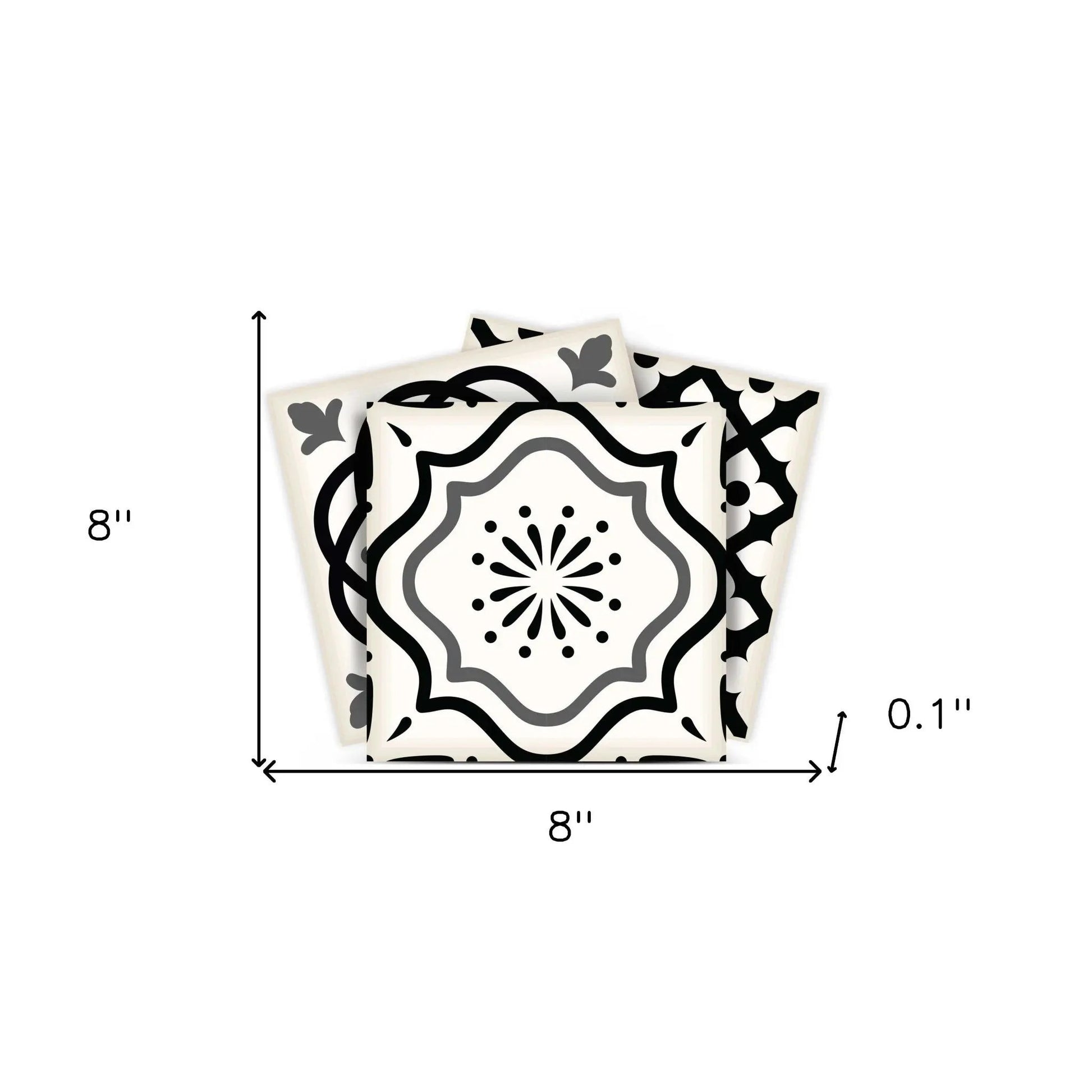 4" X 4" Black and White Multi Peel and Stick Removable Tiles HomeRoots