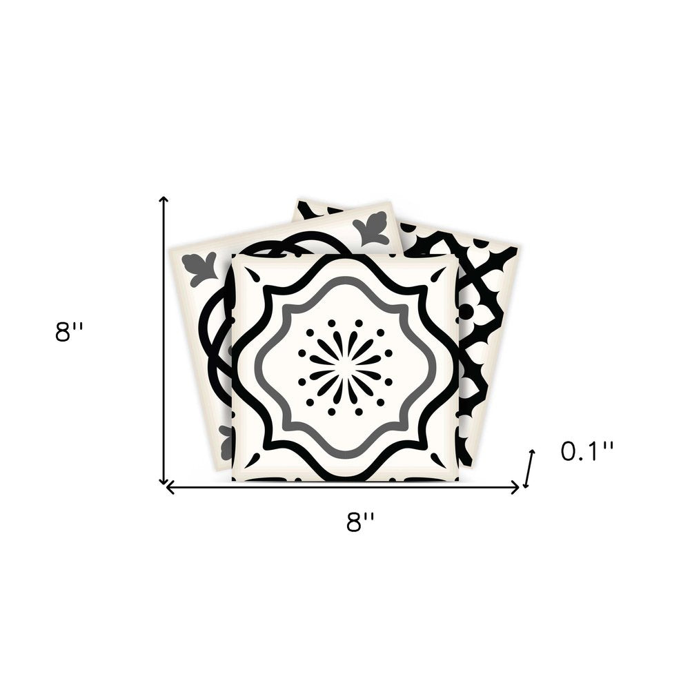 4" X 4" Black and White Multi Peel and Stick Removable Tiles HomeRoots