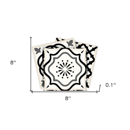 4" X 4" Black and White Multi Peel and Stick Removable Tiles HomeRoots