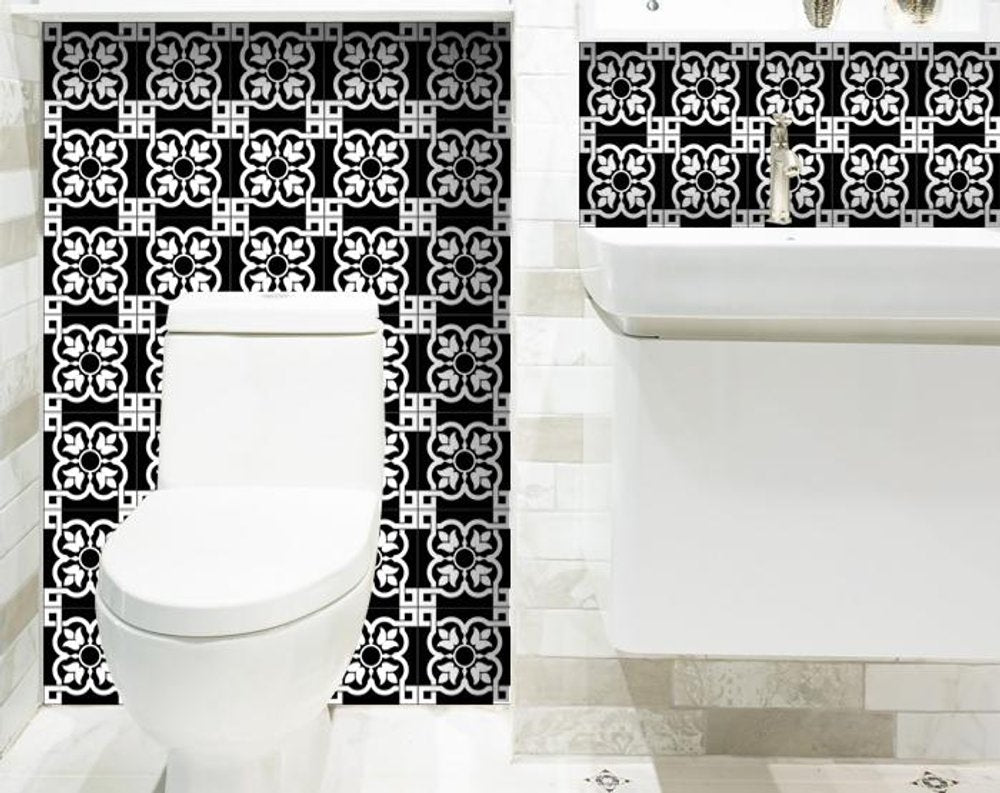 5" X 5" Black and White Stark Peel and Stick Removable Tiles HomeRoots