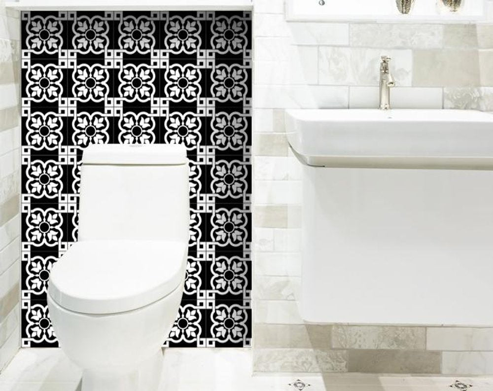 6" X 6" Black and White Stark Peel and Stick Removable Tiles HomeRoots