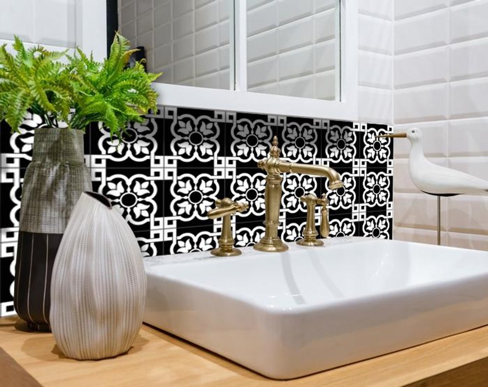 8" x 8" Black And White Peel And Stick Removable Tiles HomeRoots