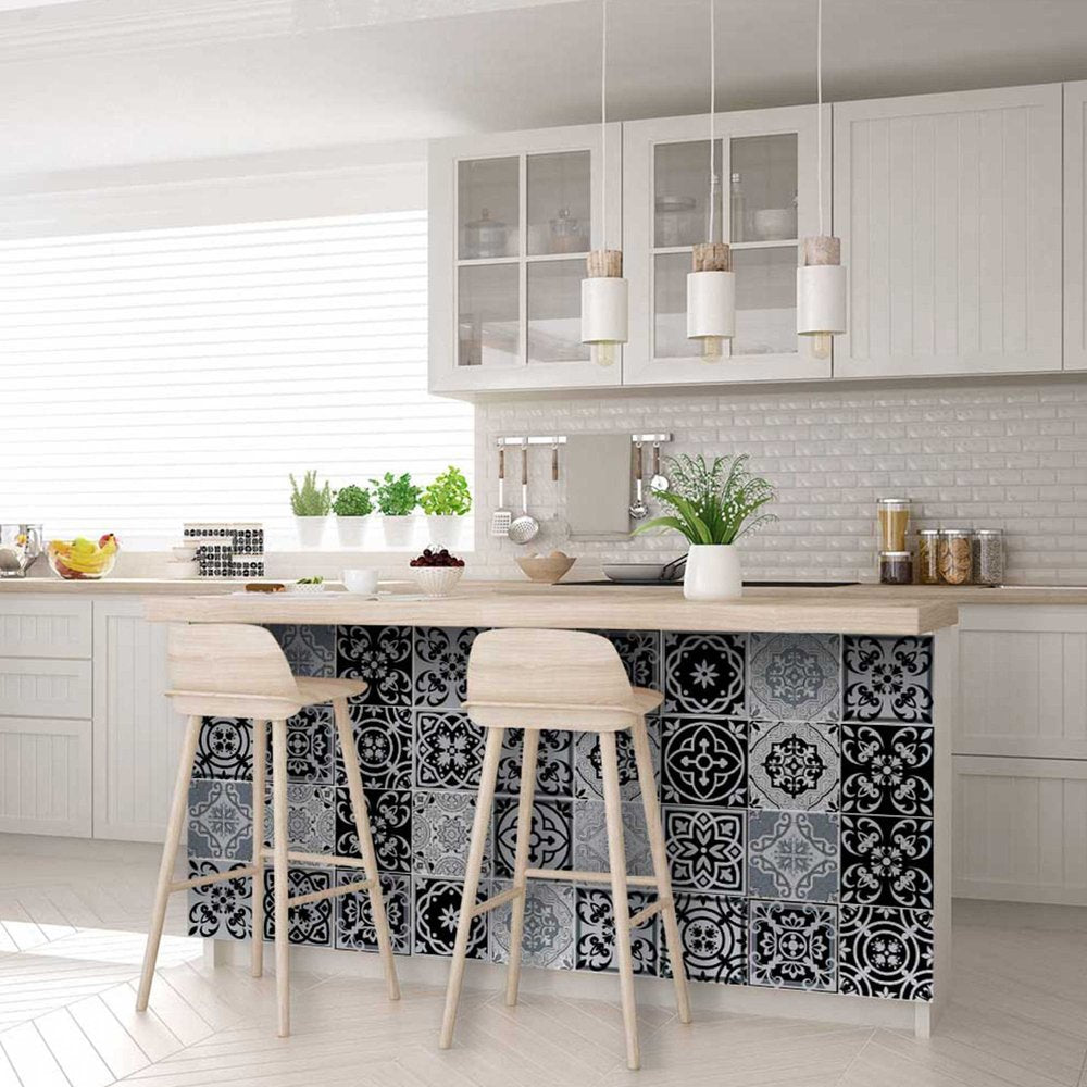 4" X 4" Black White and Gray Mosaic Peel and Stick Tiles HomeRoots