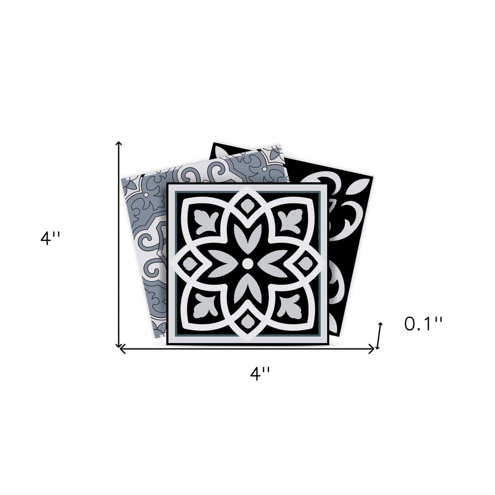 4" X 4" Black White and Gray Mosaic Peel and Stick Tiles HomeRoots