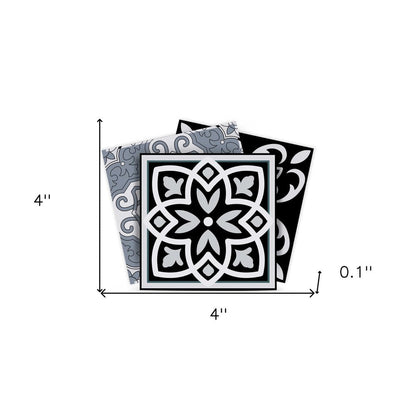 4" X 4" Black White and Gray Mosaic Peel and Stick Tiles HomeRoots