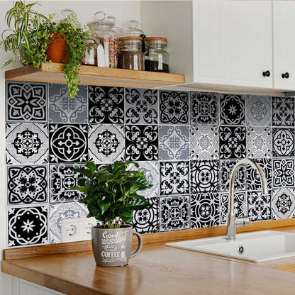 4" X 4" Black White and Gray Mosaic Peel and Stick Tiles HomeRoots