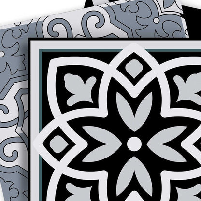 5" X 5" Black White and Gray Mosaic Peel and Stick Tiles HomeRoots