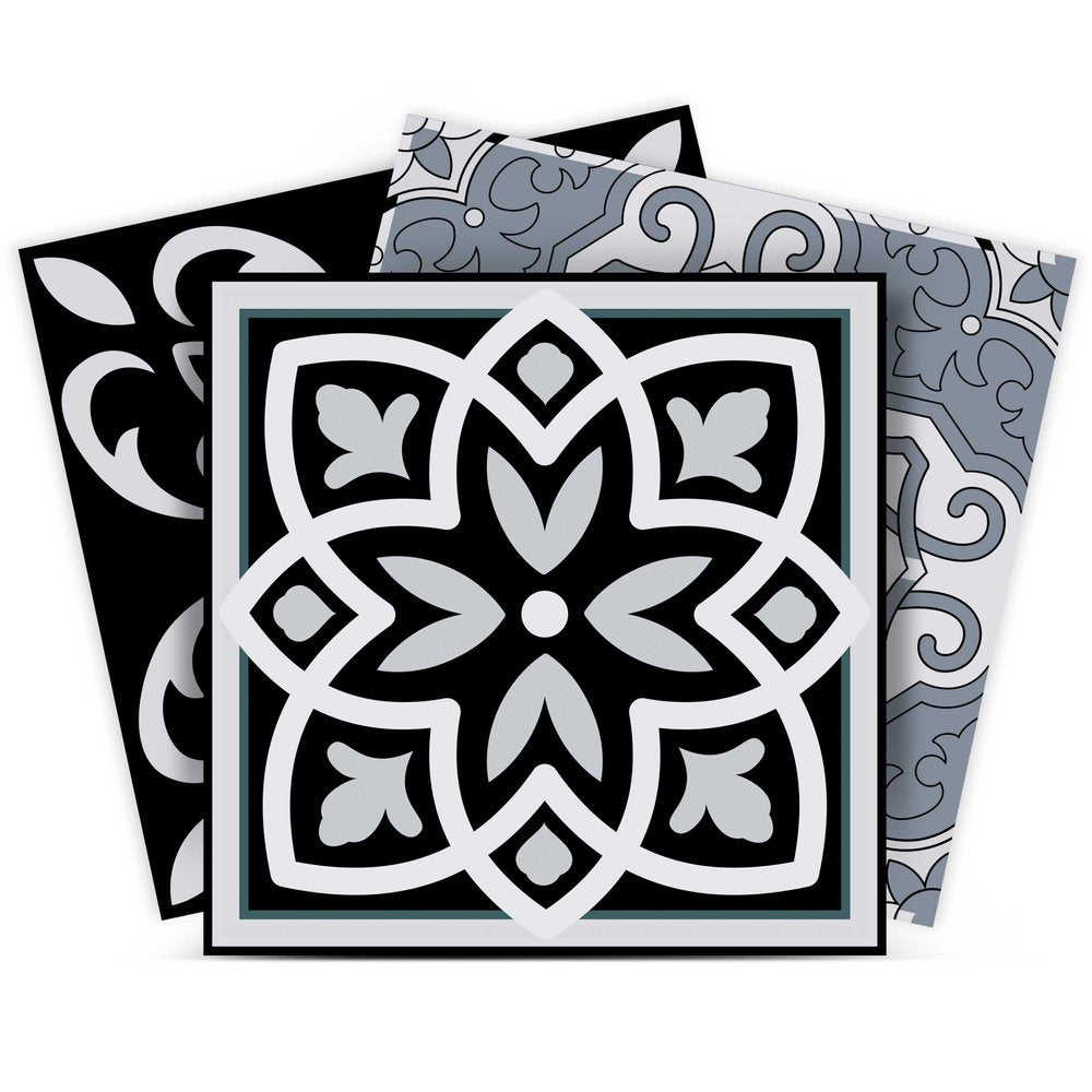 4" X 4" Black White and Gray Mosaic Peel and Stick Tiles HomeRoots