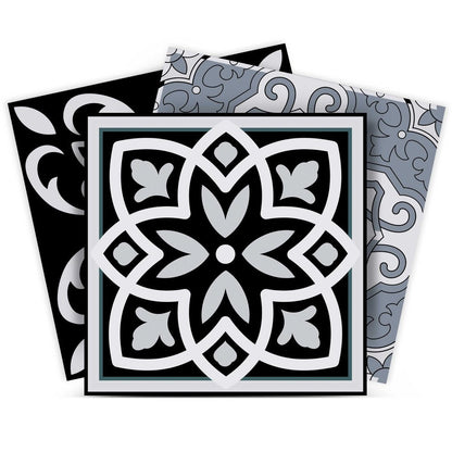 4" X 4" Black White and Gray Mosaic Peel and Stick Tiles HomeRoots