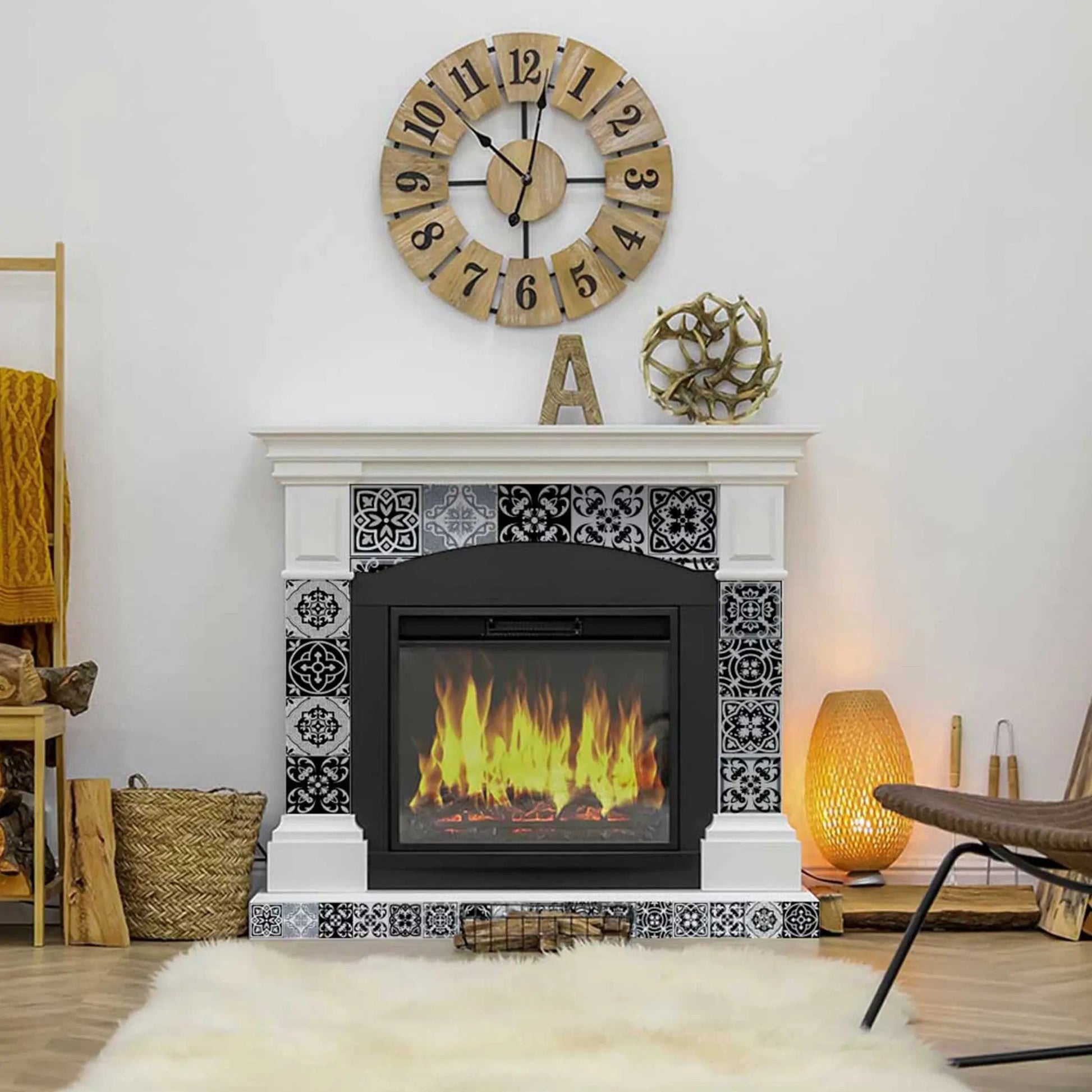 5" X 5" Black White and Gray Mosaic Peel and Stick Tiles HomeRoots