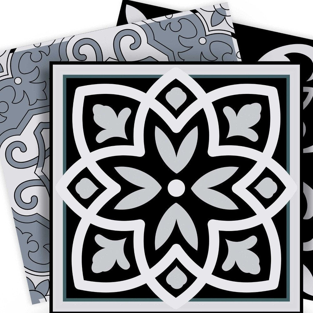 5" X 5" Black White and Gray Mosaic Peel and Stick Tiles HomeRoots