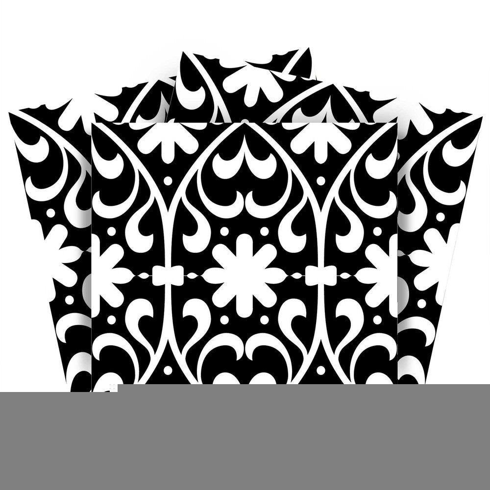 4" X 4" Black and White Floral Peel and Stick Removable Tiles HomeRoots