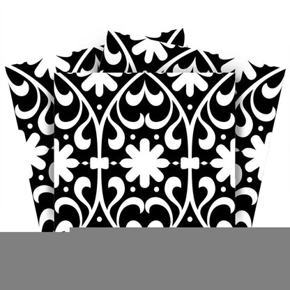 4" X 4" Black and White Floral Peel and Stick Removable Tiles HomeRoots