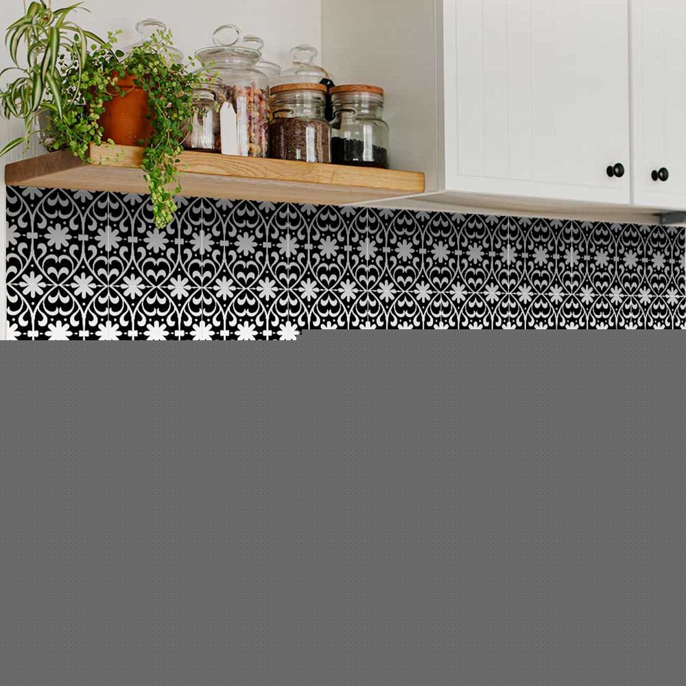 4" X 4" Black and White Floral Peel and Stick Removable Tiles HomeRoots