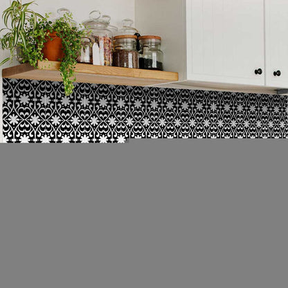 4" X 4" Black and White Floral Peel and Stick Removable Tiles HomeRoots