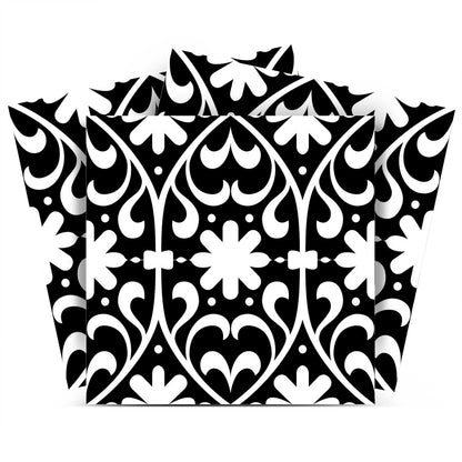 4" X 4" Black and White Floral Peel and Stick Removable Tiles HomeRoots