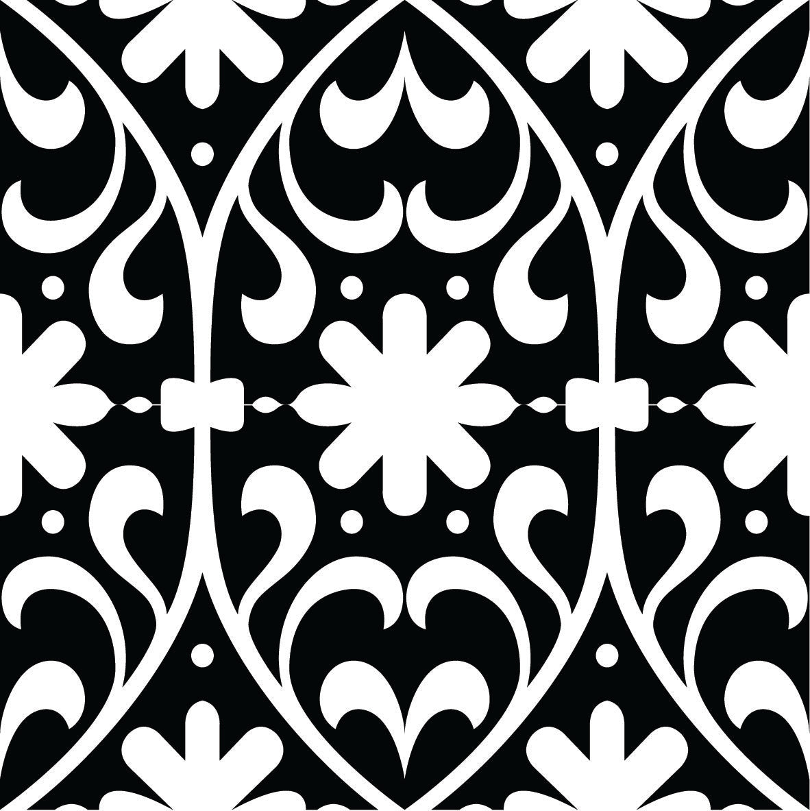 4" X 4" Black and White Floral Peel and Stick Removable Tiles HomeRoots