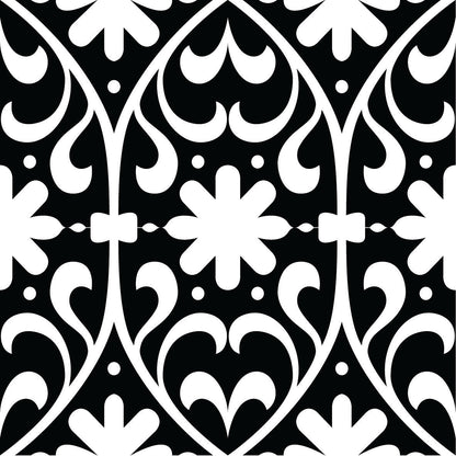 4" X 4" Black and White Floral Peel and Stick Removable Tiles HomeRoots