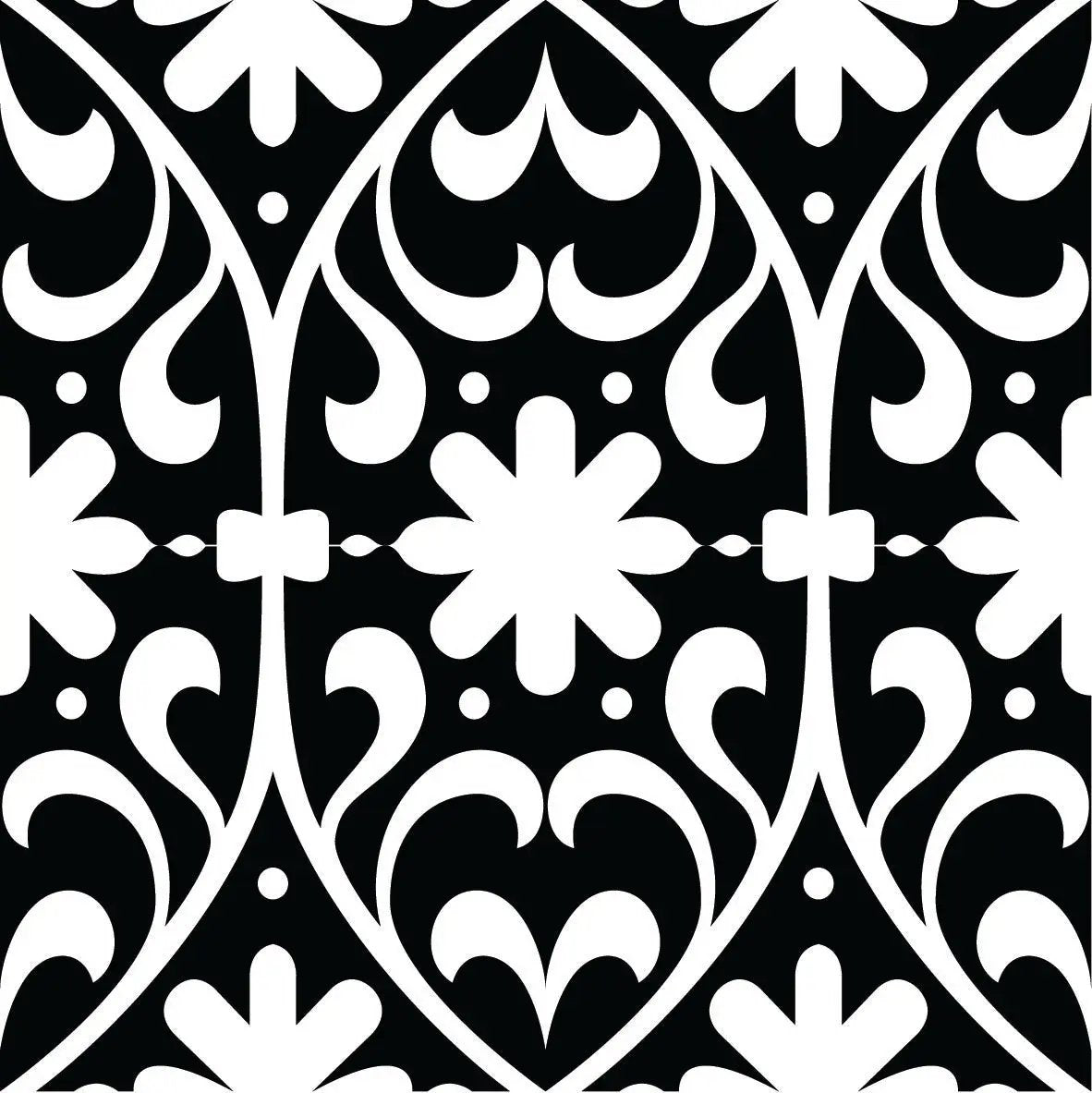 4" X 4" Black and White Floral Peel and Stick Removable Tiles HomeRoots