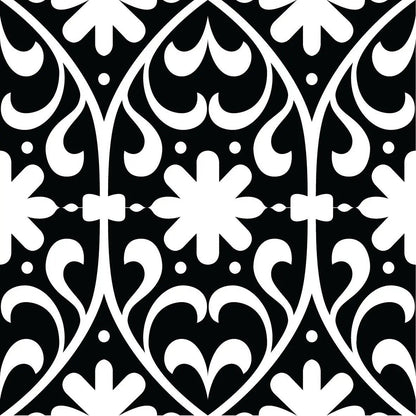 4" X 4" Black and White Floral Peel and Stick Removable Tiles HomeRoots