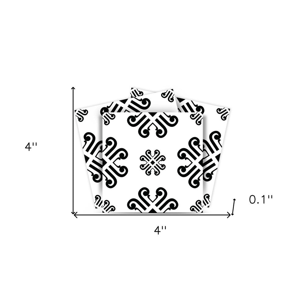 4" X 4" Black and White Daisy Peel and Stick Removable Tiles HomeRoots
