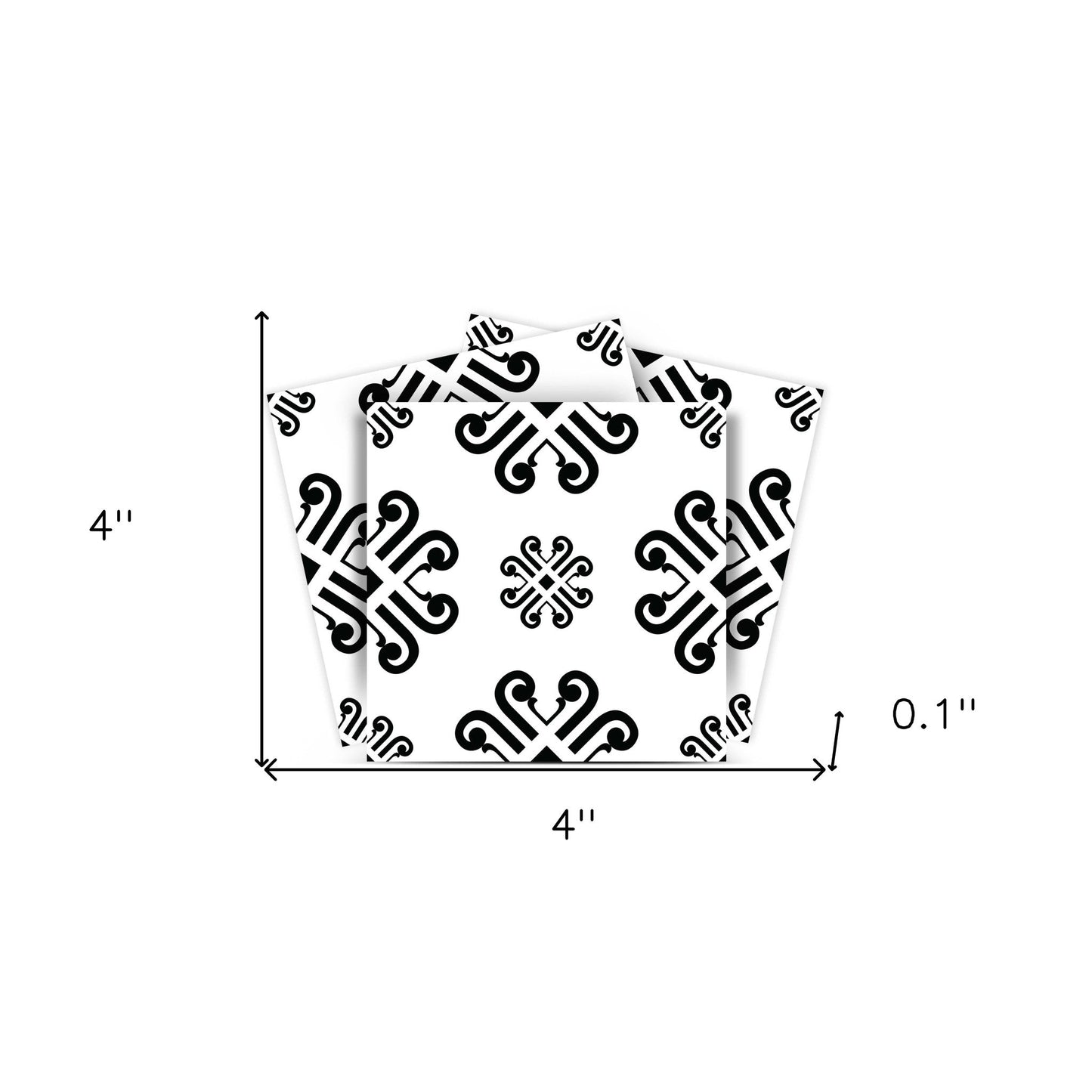 4" X 4" Black and White Daisy Peel and Stick Removable Tiles HomeRoots