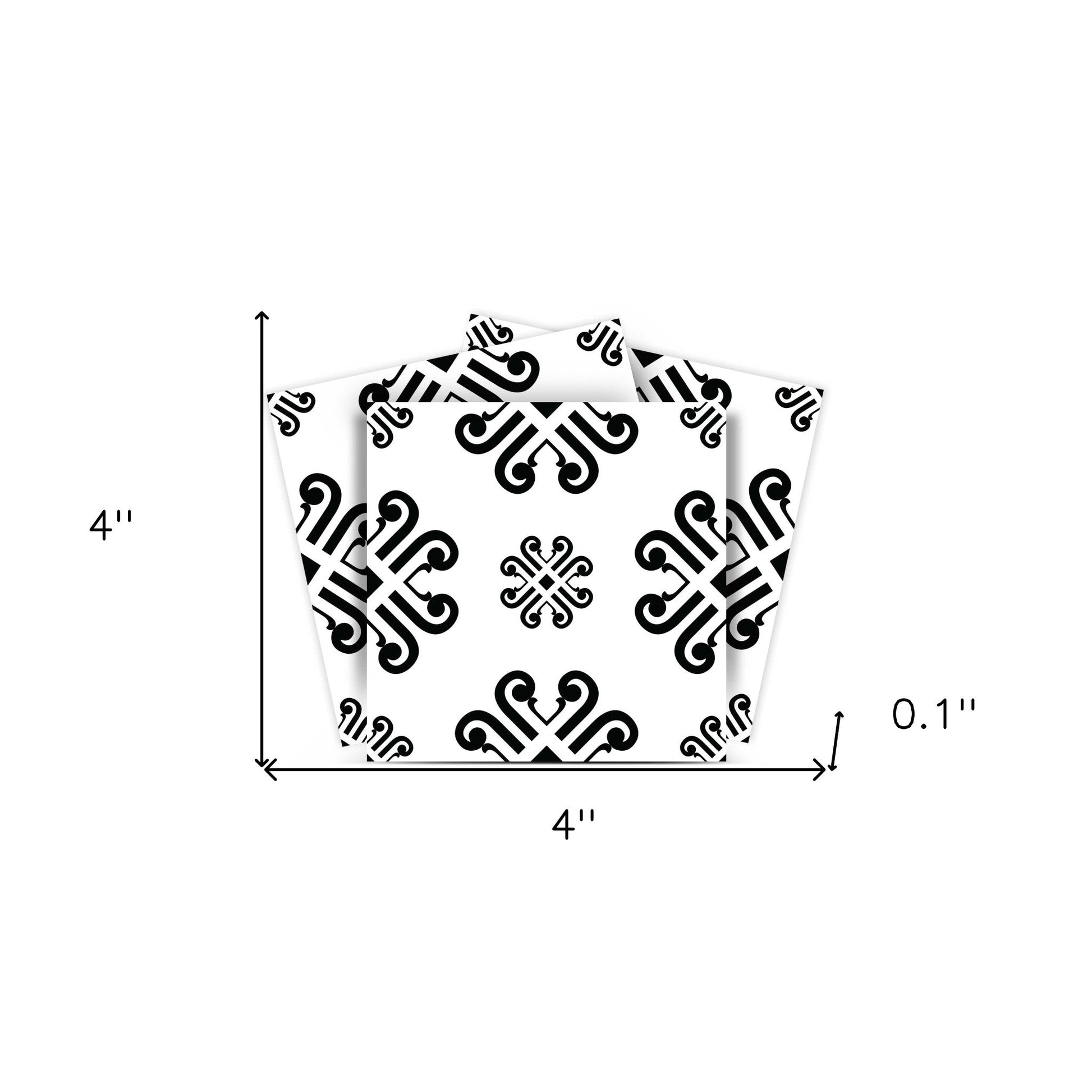 4" X 4" Black and White Daisy Peel and Stick Removable Tiles HomeRoots
