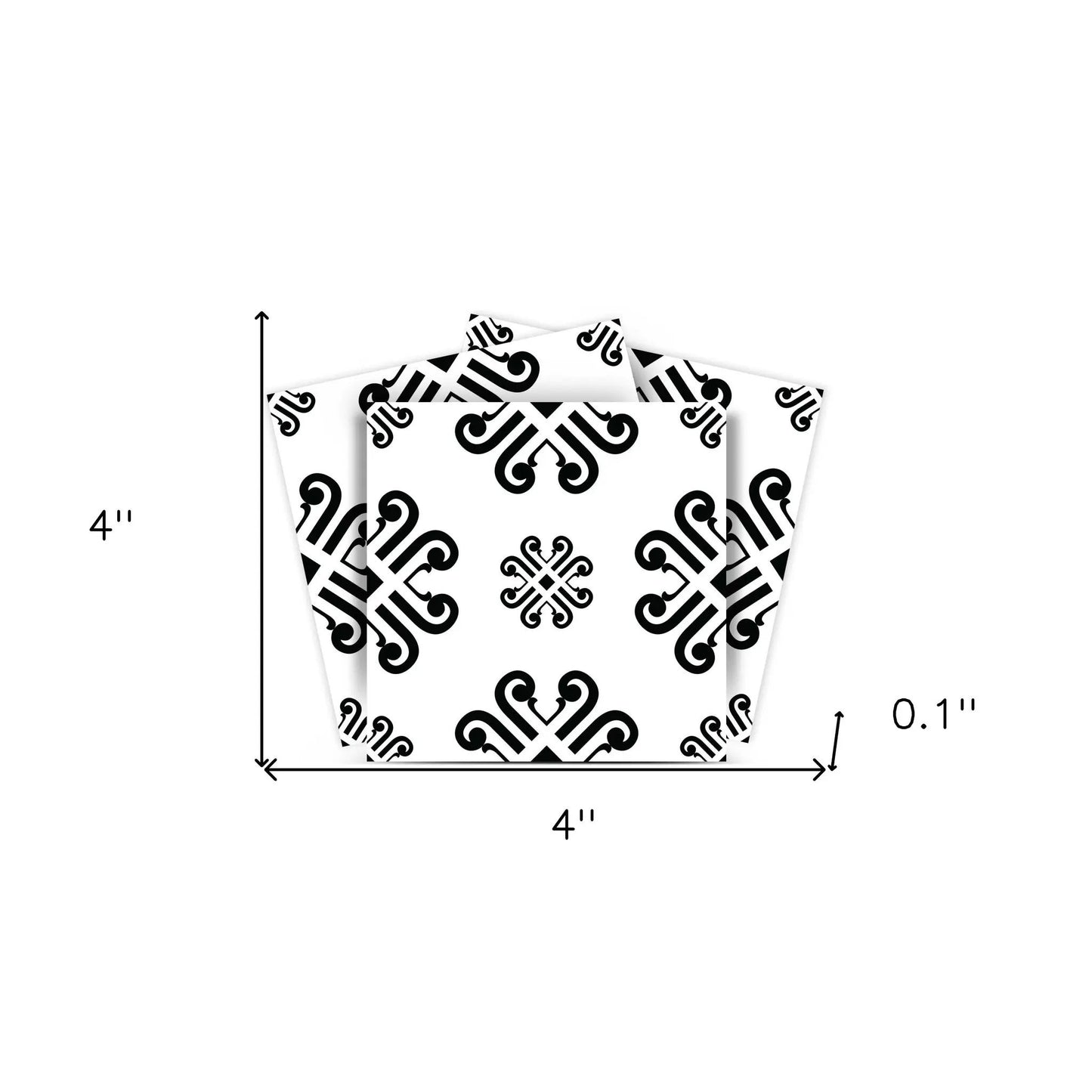 4" X 4" Black and White Daisy Peel and Stick Removable Tiles HomeRoots