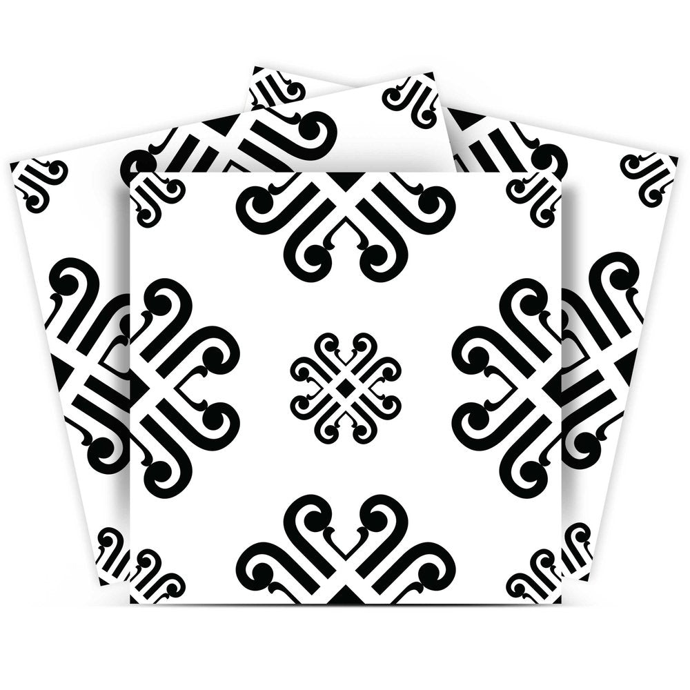 7" x 7" Black And White Vinyl Peel And Stick Removable Tiles HomeRoots