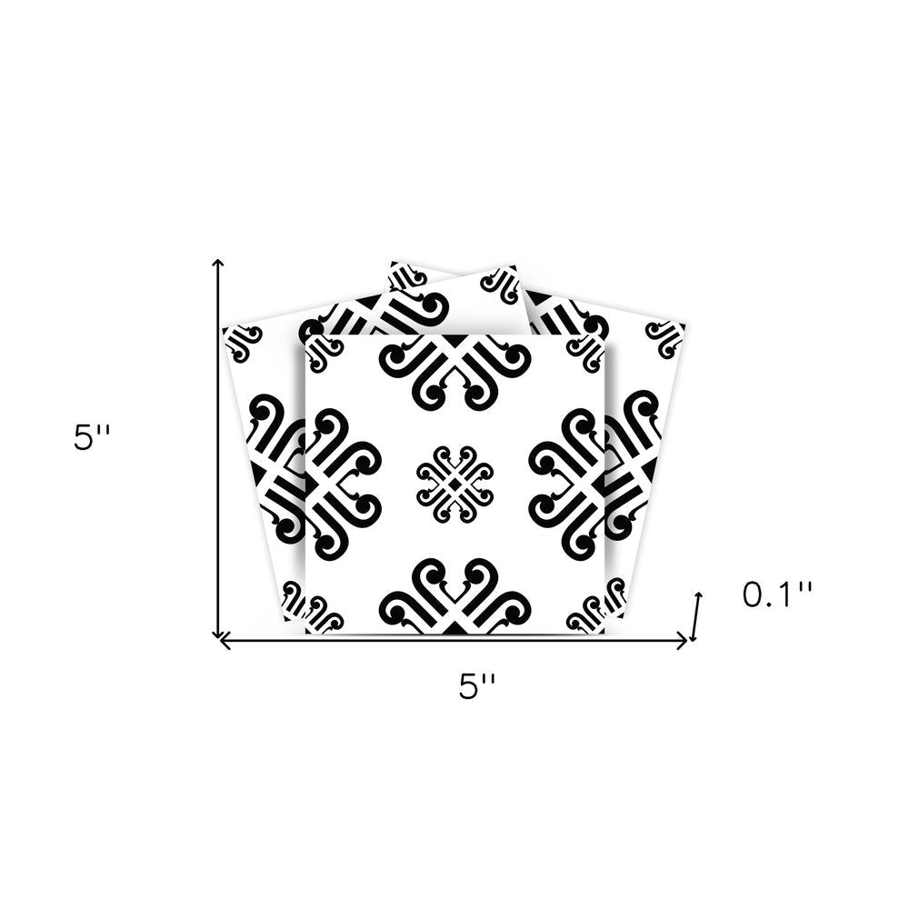 4" X 4" Black and White Daisy Peel and Stick Removable Tiles HomeRoots