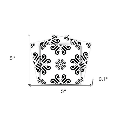 4" X 4" Black and White Daisy Peel and Stick Removable Tiles HomeRoots