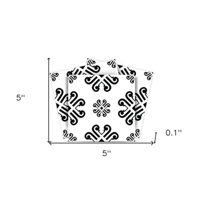 4" X 4" Black and White Daisy Peel and Stick Removable Tiles HomeRoots