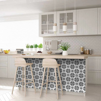 4" X 4" Black and White Daisy Peel and Stick Removable Tiles HomeRoots