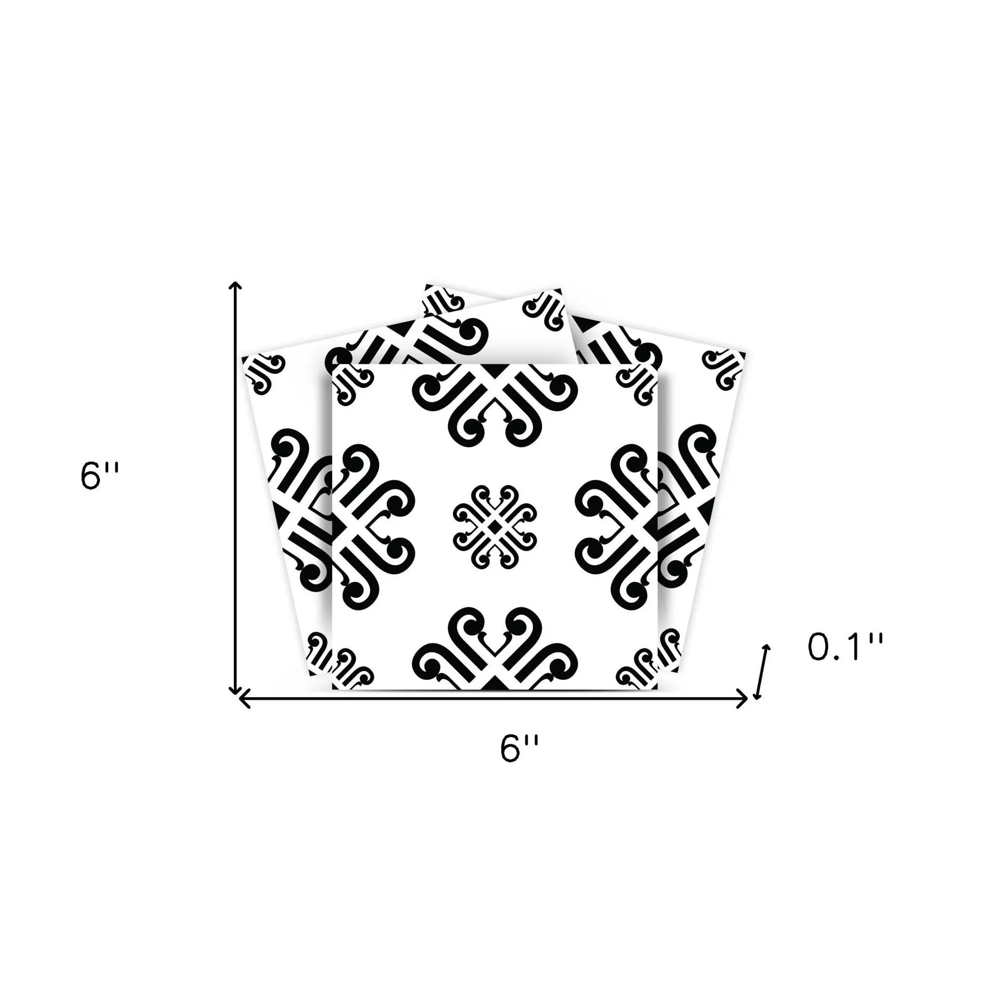 4" X 4" Black and White Daisy Peel and Stick Removable Tiles HomeRoots
