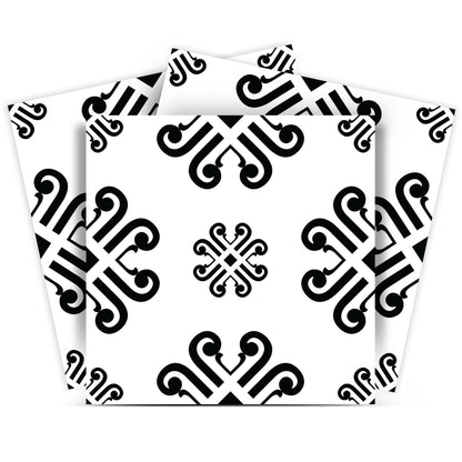 4" X 4" Black and White Daisy Peel and Stick Removable Tiles HomeRoots