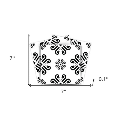 4" X 4" Black and White Daisy Peel and Stick Removable Tiles HomeRoots