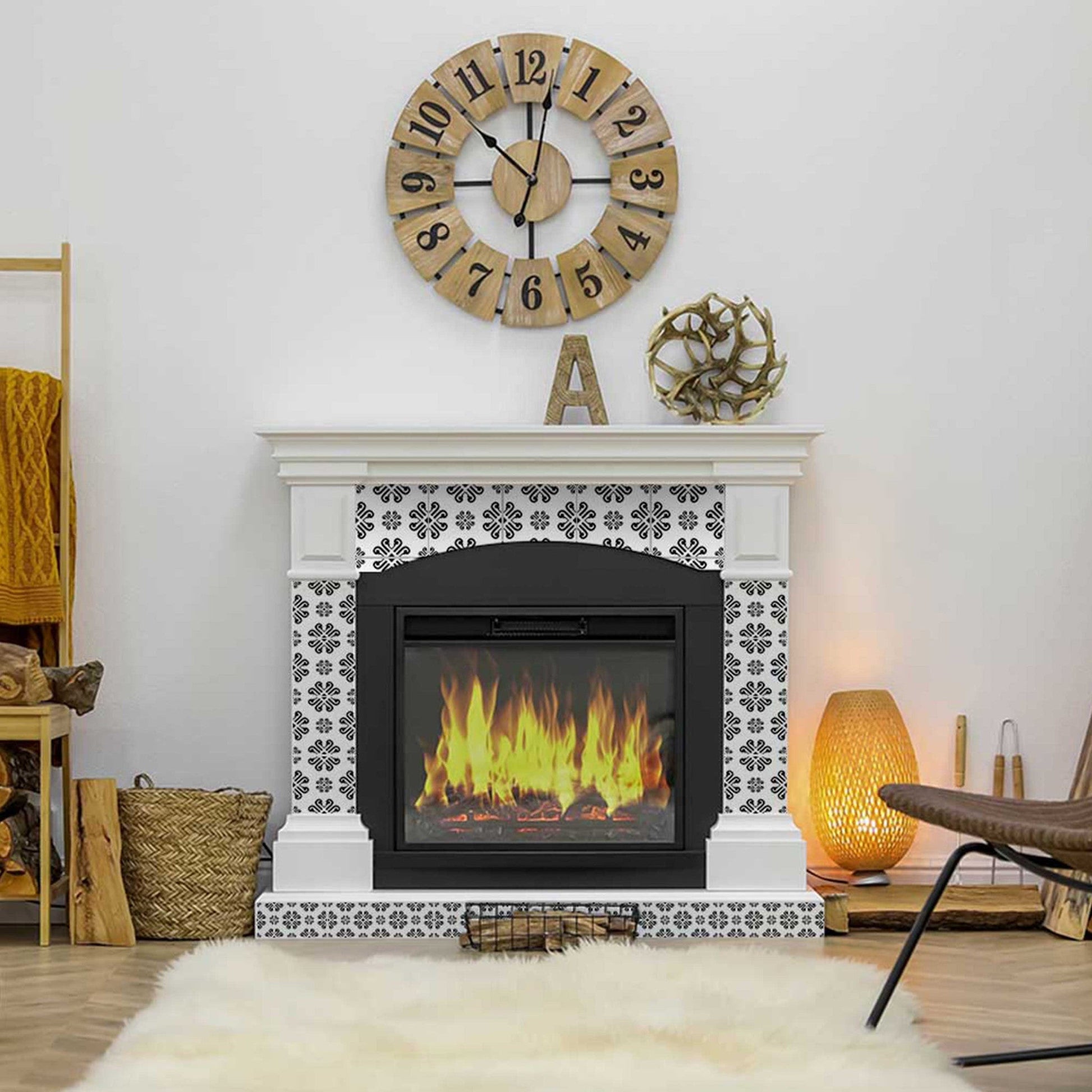 4" X 4" Black and White Daisy Peel and Stick Removable Tiles HomeRoots