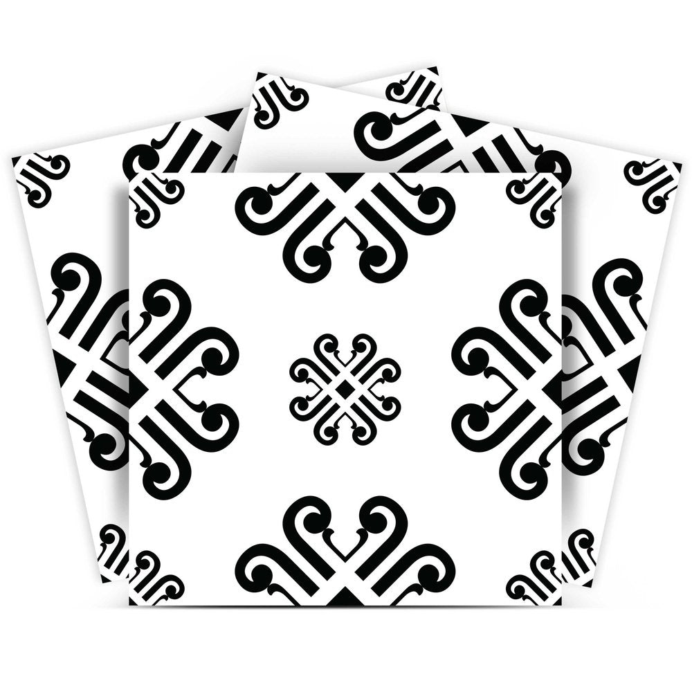 4" X 4" Black and White Daisy Peel and Stick Removable Tiles HomeRoots