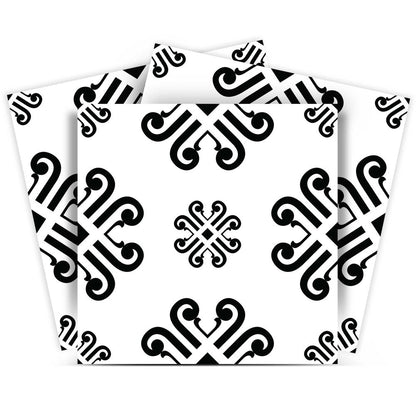 4" X 4" Black and White Daisy Peel and Stick Removable Tiles HomeRoots