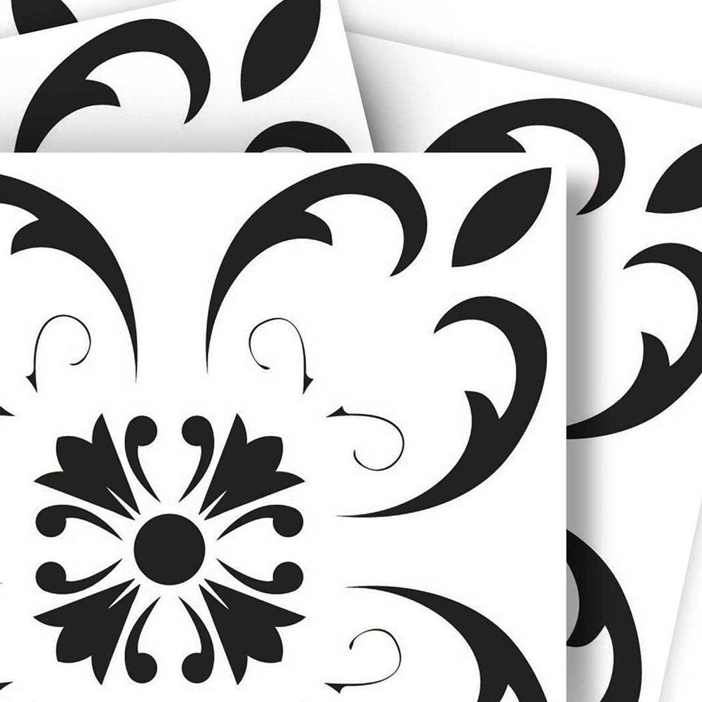 4" X 4" Black and White Delia Peel and Stick Removable Tiles HomeRoots
