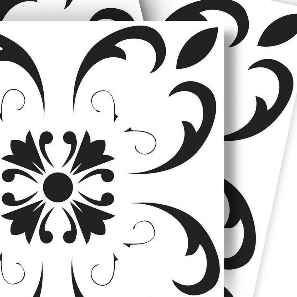 4" X 4" Black and White Delia Peel and Stick Removable Tiles HomeRoots
