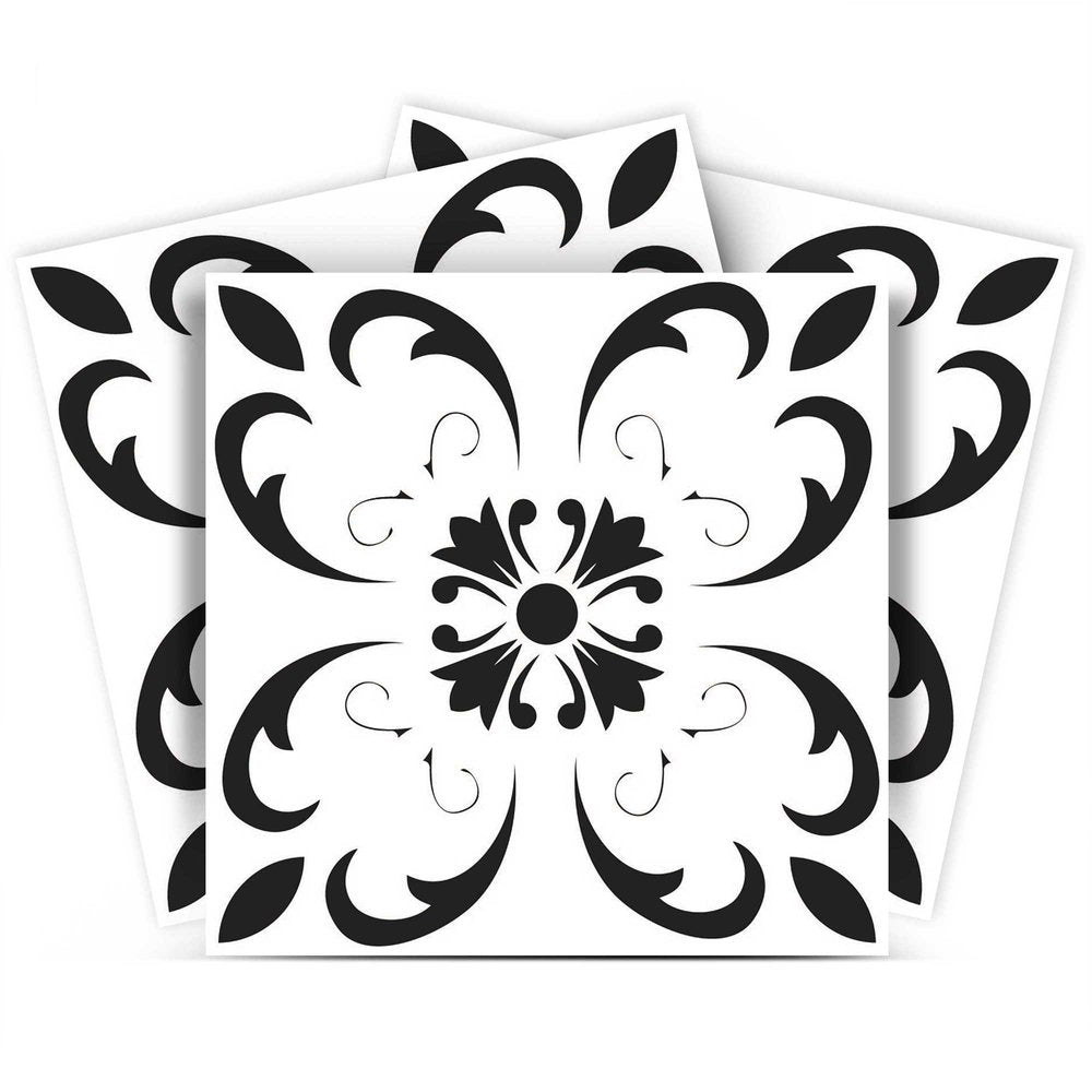 4" X 4" Black and White Delia Peel and Stick Removable Tiles HomeRoots